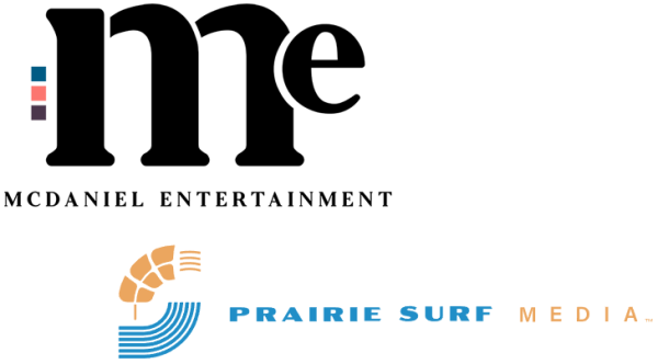 admin-ajax The McDaniel Entertainment and Prairie Surf Media logos.